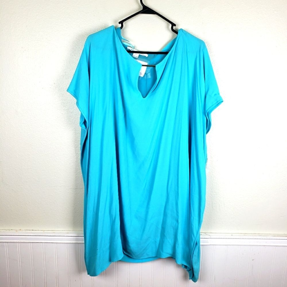 Diane Von Furstenburg Lagoon Blue Beonica Oversized Tunic Women's Top Sz Small